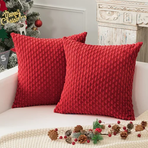 Miniatura 31 de Kevin Textile - Juego de 2 fundas de almohada decorativas de pana de 22 x 22 pulgadas, suaves, estilo bohemio, a rayas, decoración moderna del hogar
