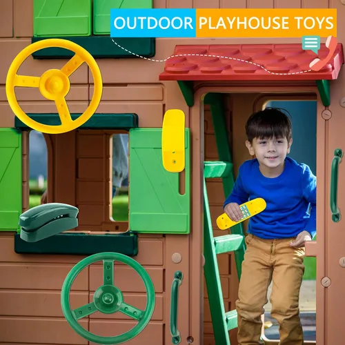 Miniatura 4 de Juego de 6 volantes de plástico para parque infantil, juego de volante, juguetes para niños, casa de juegos, accesorios para casa de árbol