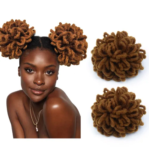 Miniatura 24 de Yinmei Baibian Loc Cola de Caballo con Cordón Moño de Pétalos Moños de Rastas Afro Rojas Cola de Caballo Rizado Hinchado Trenza Colas de Caballo