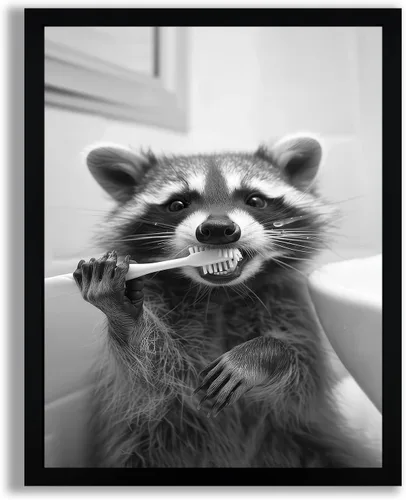 Miniatura 14 de SYWENNOI Arte de Pared en Lienzo Enmarcado en Blanco y Negro para Baño, Divertido Gato Negro Sentado en el Inodoro Leyendo Periódico Decoración
