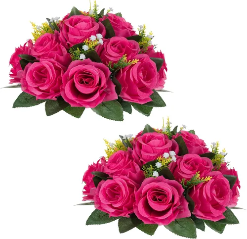 Miniatura 13 de NUPTIO Centros de mesa de flores blancas para mesas: 6 piezas de arreglo de bolas de flores artificiales para fiesta de boda, rosa floral falsa