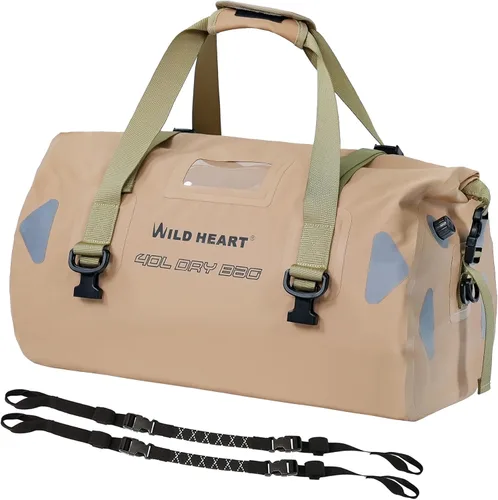Miniatura 10 de WILD HEART Bolsa de lona impermeable para motocicleta, PVC500D, doble parte inferior, con correas de cuerda y bolsillo interior, 40L, 66L, 100L, 66L
