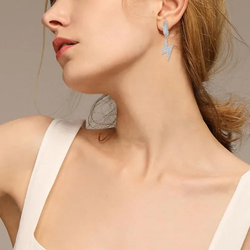 Miniatura 4 de Shcyee Aretes de relámpagos helados a la moda, hip hop, aretes de aro grueso con circonita cúbica para mujeres y hombres, regalo de joyería unisex