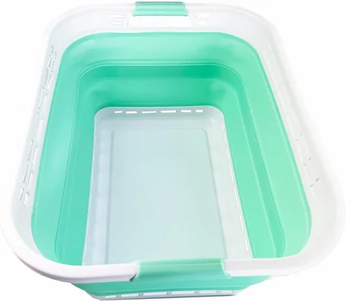 Miniatura 8 de SAMMART Cesta plegable de plástico para la ropa sucia de 42L (11 galones) - Contenedor de almacenamiento plegable - Cesta portátil para lavandería