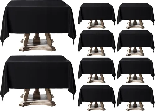 Miniatura 35 de Manteles rectangulares de 60 x 120 pulgadas, paquete de 2 manteles negros para 6 pies, lavables, decorativos, de lino y poliéster, para mesa