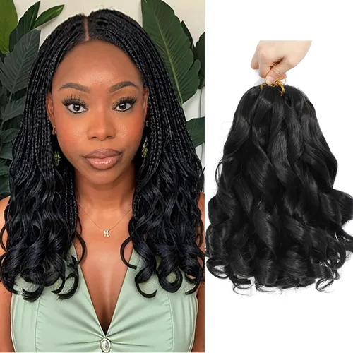 Miniatura 20 de WIPPORYA Cabello Rizado Francés para Trenzar de 24 Pulgadas, 6 Paquetes de Cabello Ondulado Suelto Elástico para Crochet Pre-Estirado 3.53