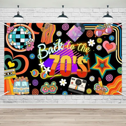 Lofaris Banner de los años 70: decoraciones de fiesta de regreso a los 70, fondo retro de fotografía con temática de discoteca para fiesta de