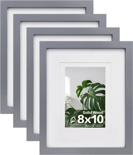 Miniatura 38 de Egofine Juego de 4 portarretratos de 4 x 6, hechos de madera maciza cubierta de plexiglás de 3 x 4.5 pulgadas y 3.5 x 5 pulgadas con paspartú o de 4