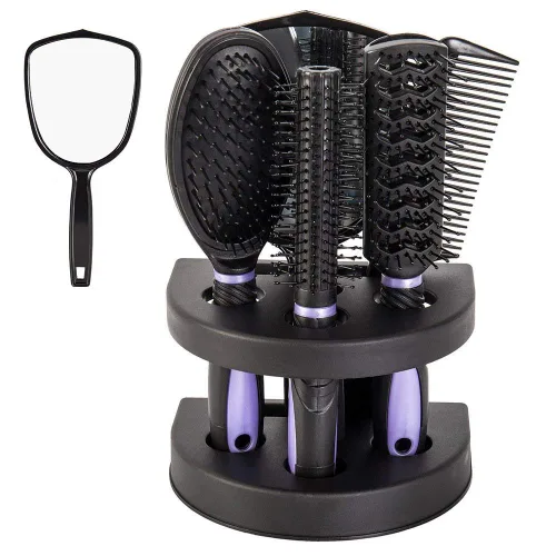 Miniatura 3 de Juego de 5 peines de pelo profesionales para salón de belleza, juego de brochas de peluquería para peluquería, espejo y soporte, kit de peine
