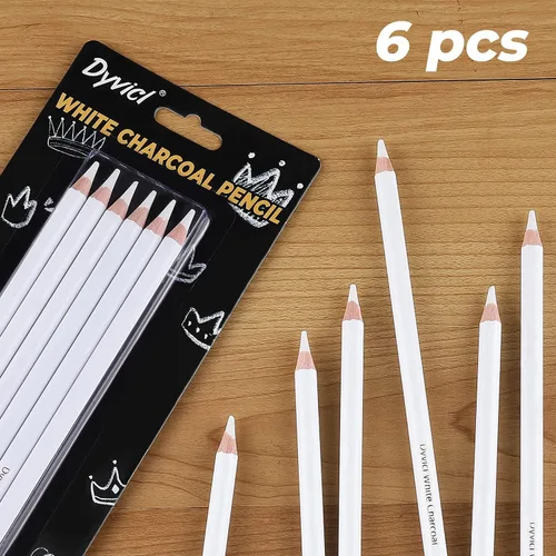 Miniatura 2 de Dyvicl Juego de 6 lápices de carbón blanco para dibujar, dibujo, sombreado, mezcla