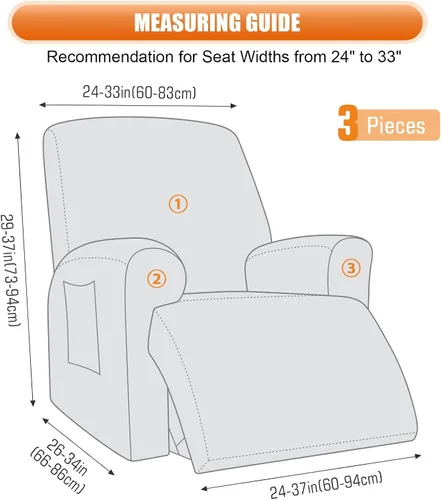 Miniatura 3 de VANSOFY Funda para silla reclinable, 3 piezas elásticas para silla reclinable, funda suave para silla reclinable, protector de muebles para perros