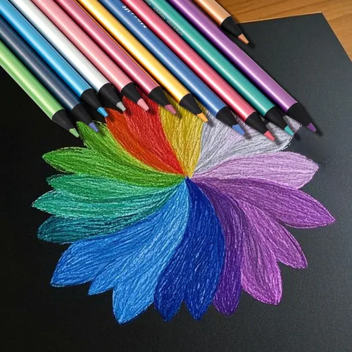Miniatura 8 de ofone Lápices de colores metálicos, juego de 12 lápices de dibujo profesionales para libros de colorear para adultos, suministros de arte