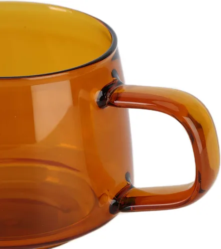 Miniatura 7 de Yosoo Taza de café, taza de vidrio vidrio de borosilicato con mango para leche para el hogar para café con leche (ámbar)