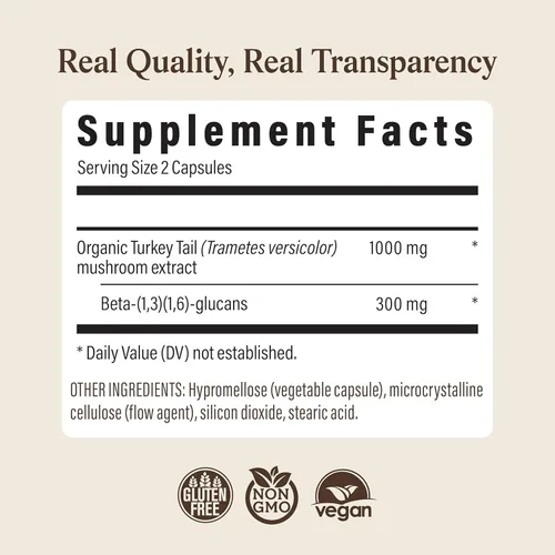 Miniatura 9 de Real Mushrooms Cápsulas de cola de pavo – Extracto de hongo orgánico para el bienestar diario, armonía intestinal, apoyo energético – Vegano, sin