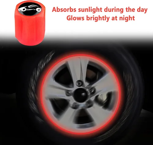 Miniatura 3 de 16 piezas de tapas fluorescentes para válvulas de neumáticos, tapa de válvula de aire para rueda de auto luminosa, accesorios de decoración