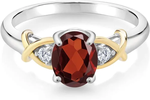 Miniatura 84 de Anillo de compromiso de oro amarillo de 10 quilates y plata 925 con piedra natal y diamantes cultivados en laboratorio para mujer, ovalado de 0.315