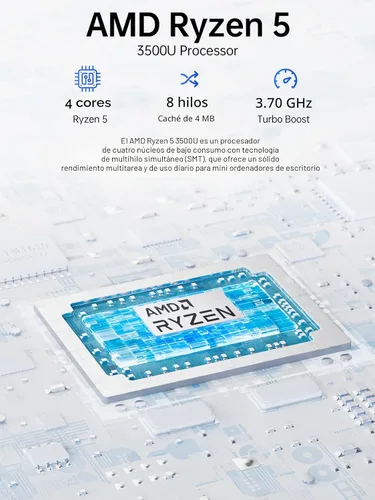 Miniatura 3 de GMKtec G10 Mini PC Computadora, Ryzen 5 3500U (Supera N150/3300U/3200U), 16GB RAM 512GB SSD 2.5GbE NIC LAN Escritorio Oficina Casa Negocios HTPC