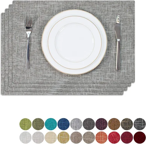 Miniatura 31 de Kevin Textile - Juego de 4 manteles individuales resistentes al calor, lavables, para fiestas, bufé, cenas, 13 x 19 pulgadas, color negro