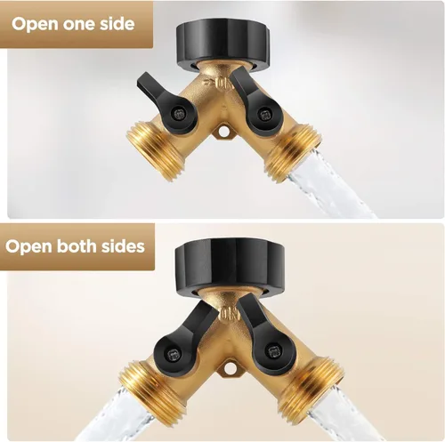 Miniatura 5 de Ipow Conector adaptador para manguera de jardín, separador Y + 7 arandelas de hule para manguera con cómodo agarre.