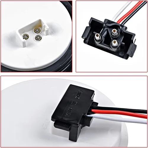 Miniatura 5 de Kit de tapones de cableado con cubierta de hule para luz trasera LED redonda de 4", 12 ledes, para RV, camioneta Luz roja - Lente transparente