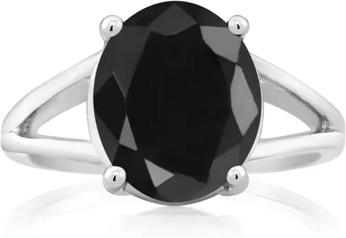 Miniatura 11 de Gem Stone King Anillo solitario con piedra preciosa de 3.00-7.00 quilates Plata de ley 925 Ovalado de 0.47 x 0.49 pulgadas Anillo