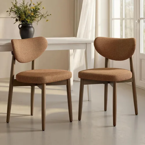 Miniatura 11 de VASAGLE Juego de 2 sillas de comedor de madera, sillas de cocina tapizadas con patas de madera maciza, respaldo curvado ergonómico, mango integrado
