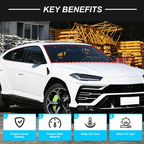 Miniatura 6 de Parasol para parabrisas delantero Lamborghini Urus 2018-2024, parasol con bloqueo UV, protector de privacidad, protector solar personalizado
