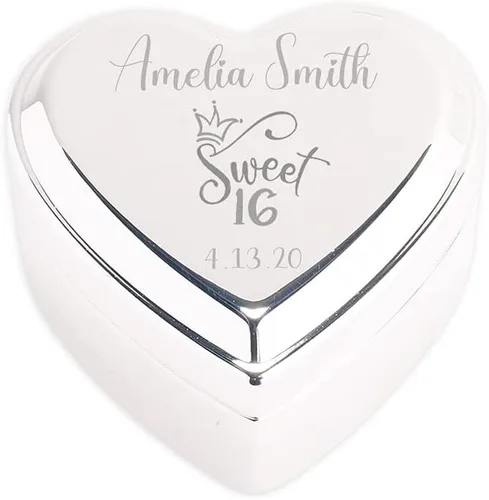 Miniatura 32 de Cherished Moments Caja de recuerdo de joyería de corazón personalizada con cruz grabada personalizada y nombre para regalo de bautizo de bebé