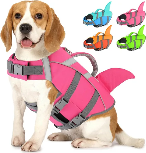 Miniatura 29 de Doglay Chaleco salvavidas para perro, tejido antidesgarros Ripstop, lindo chaleco salvavidas para perros con flotabilidad superior y asa de rescate