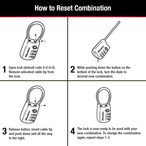 Miniatura 5 de Master Lock Establece tu propia combinación de candado de equipaje aprobado por la TSA, el candado con cremallera de viaje es perfecto para maletas