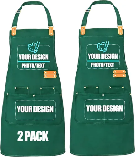Miniatura 18 de BeautyWill Delantal personalizado personalizado para hombres y mujeres, delantales de cocina personalizados con bolsillos, nombre, texto, logotipo