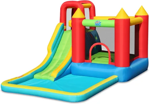 Casa de rebote inflable Action Air con soplador, gran área de salto y tobogán, castillo hinchable duradero y extra grueso para niños, diversión en