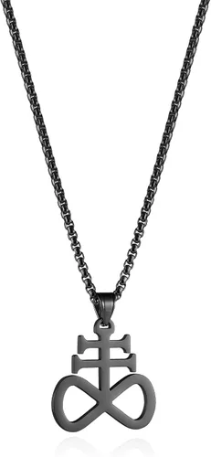 Miniatura 2 de HZMAN Collar colgante de cruz de acero inoxidable unisex de la iglesia de Satanás de Satanás de Leviatán,Joyería religiosa