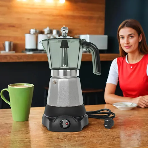 Miniatura 6 de LAOION Cafetera de Espresso Manual de 6 Tazas, Máquinas de Espresso Pequeñas para el Hogar, Cafetera Cubana con Base Desmontable y Protección contra