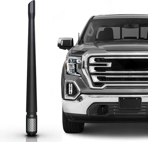 TEKK Carbon Fiber Short Antenna Compatible with 2006 to 2026 Silverado 1500 / GMC Sierra 1500/7.9 Inches Premium Flexible Rubber/Designed for
