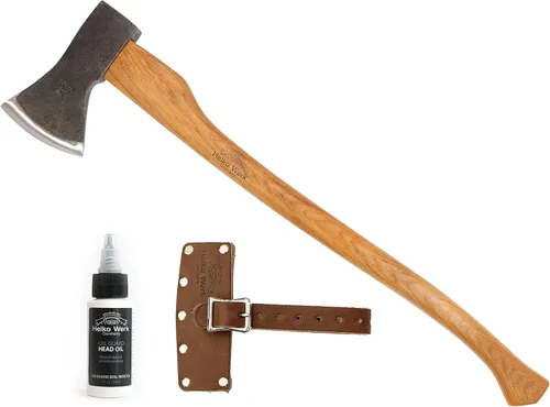 Miniatura 16 de 1844 Helko Werk Germany Hacha tradicional de carpintería de la Selva Negra, hecha en Alemania, Hacha Bushcraft forjada a mano y hacha forestal