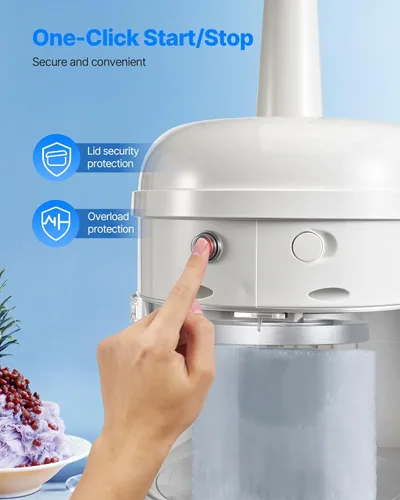 Miniatura 5 de VEVOR Trituradora de hielo comercial, máquina eléctrica de cono de hielo y nieve esponjosa de 220 libras/hora, máquina de hielo afeitado esponjoso