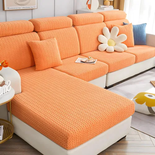 Miniatura 10 de Fundas elásticas para sofá modular en forma de L, con textura de oreja de trigo, fundas para sofá reclinable, protector de muebles antideslizante