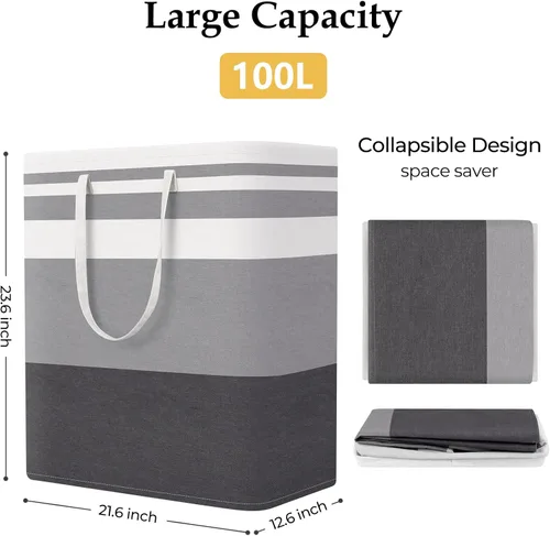 Miniatura 2 de StorageRight Cesta de Lavandería Canasta Grande Plegable con Asas de Fácil Transporte，Cestas de Ropa Independientes para Lavandería, Dormitorio