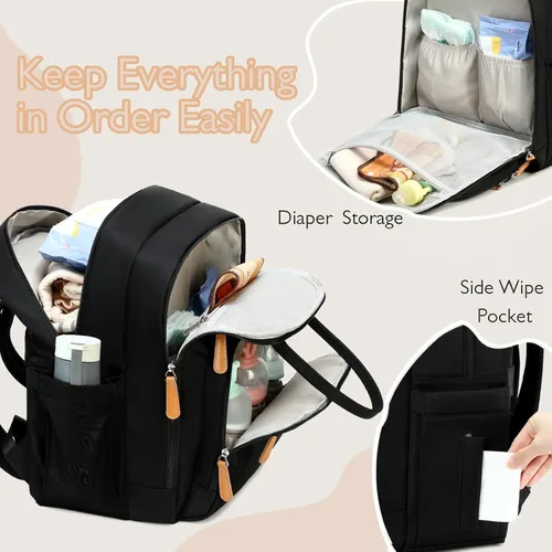 Miniatura 4 de LORADI Mochila grande para pañales de 18 bolsillos, artículos esenciales para baby shower Clips para cochecito, funda de equipaje para viajes, 4