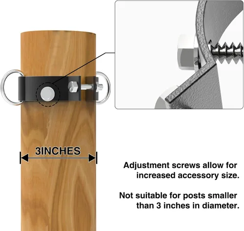 Miniatura 6 de TANG Abrazadera de anillo en D de 3 pulgadas para toldo de vela, poste de soporte de toldo resistente, postes de soporte de toldo de acero gris