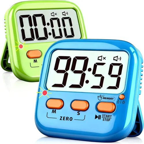 Paquete de 2 temporizadores digitales para niños, temporizadores magnéticos de cocina para cocinar, huevos, profesores, aula, estudio, ejercicio,
