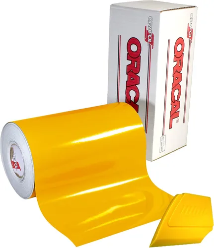 Miniatura 17 de Calcomanías de vinilo brillante Oracal 651 de 12 pulgadas x 5 pies con base de disolvente de color a elegir Amarillo dorado