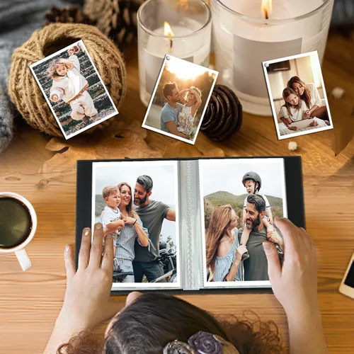 Miniatura 4 de Artmag Álbum de fotos pequeño de 4 x 6 pulgadas, 52 fotos, 2 paquetes, cubierta de lino, cada paquete tiene capacidad para 52 fotos, carga superior
