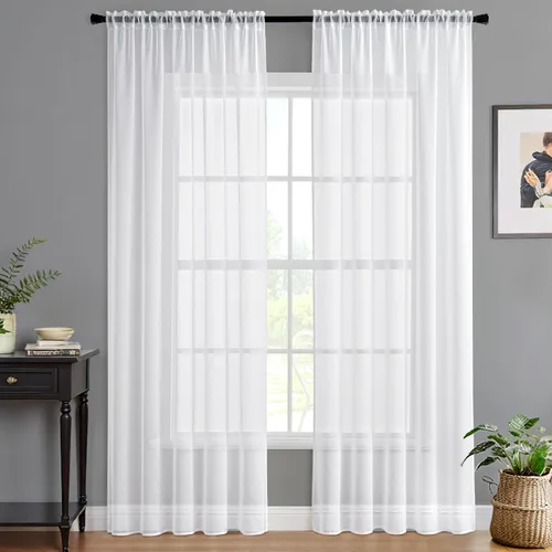 Miniatura 13 de MIULEE Cortinas semitransparentes 24 pulgadas de largo 2 paneles para ventana de cocina sobre el fregadero, cortinas cortas pequeñas de café