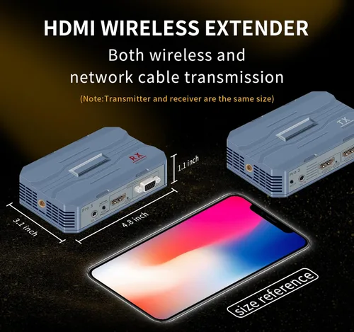 Miniatura 8 de Kit de transmisor y receptor HDMI inalámbrico 4K@30HZ/2K@60HZ/1080P@60HZ Banda dual de 2.4G/5.8G, transmisión Plug & Play desde STB, PC, CCTV a
