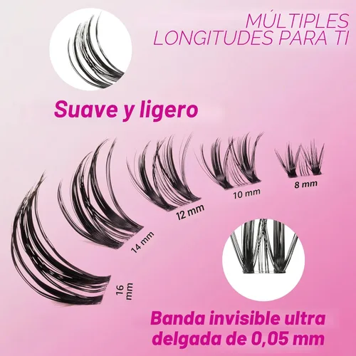 Miniatura 4 de VEYESBEAUTY Extensiones de Pestañas en Racimos Banda Delgada e Invisible DIY Pestañas Postizas Individuales Serie de Cinco Segundos