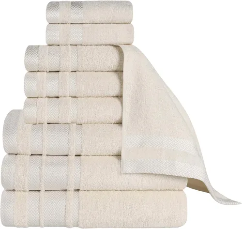 Miniatura 66 de Superior Juego de toallas de algodón de 9 piezas, toallas absorbentes suaves de felpa, artículos esenciales de baño, ducha, lujo, esponjosas