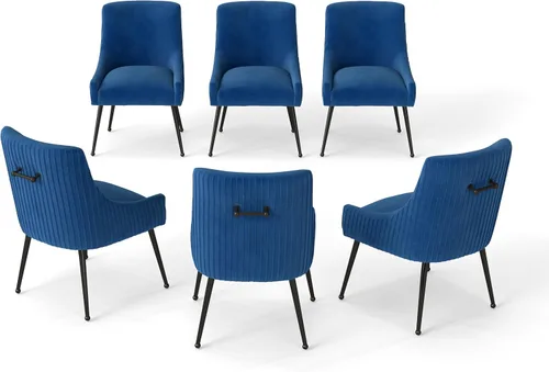 Miniatura 9 de Juego de 2 sillas de comedor de terciopelo, sillas tapizadas beige para sala de estar con patas de metal negro, sillas decorativas modernas