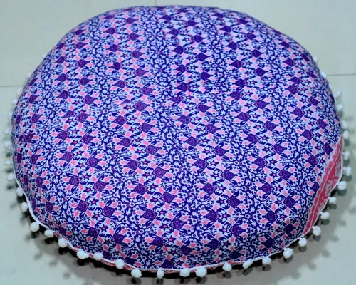 Miniatura 4 de Funda de almohada redonda con diseño de mandala, para asiento, otomano, con pompones, hippie, decorativo, bohemio, indio, de 22 pulgadas